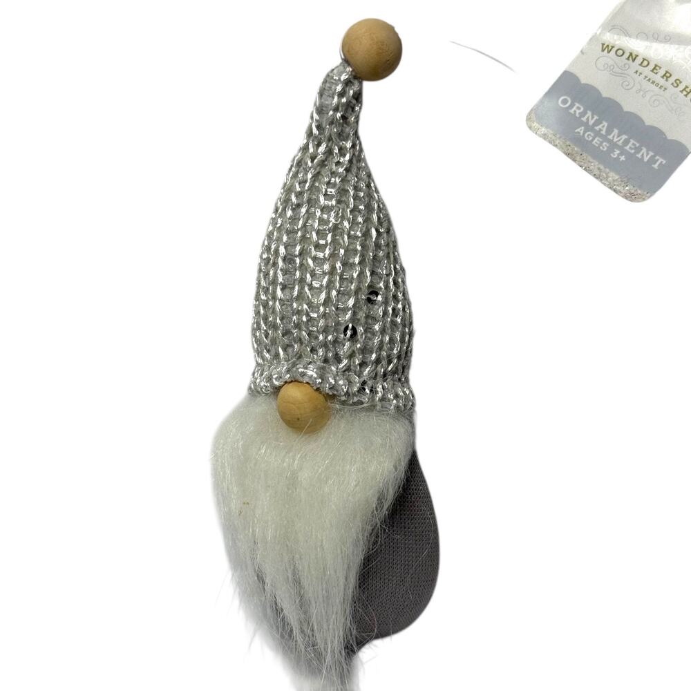 NEW Gnome Ornament Silver Knit Hat White Beard Christmas Target Wondershop